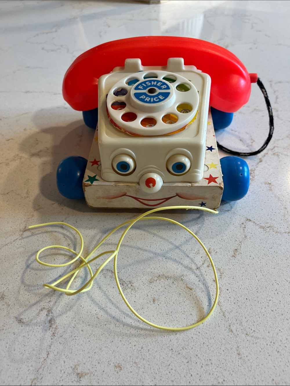 Vintage Fishers-Price Red and Blue Classic Pull-Along Rotary Phone Toy